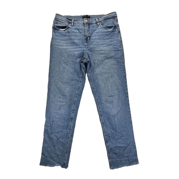 Banana Republic Slouch‎ Jeans Womens 32/14P Medium Wash Blue Raw Hem High Rise - Picture 1 of 12